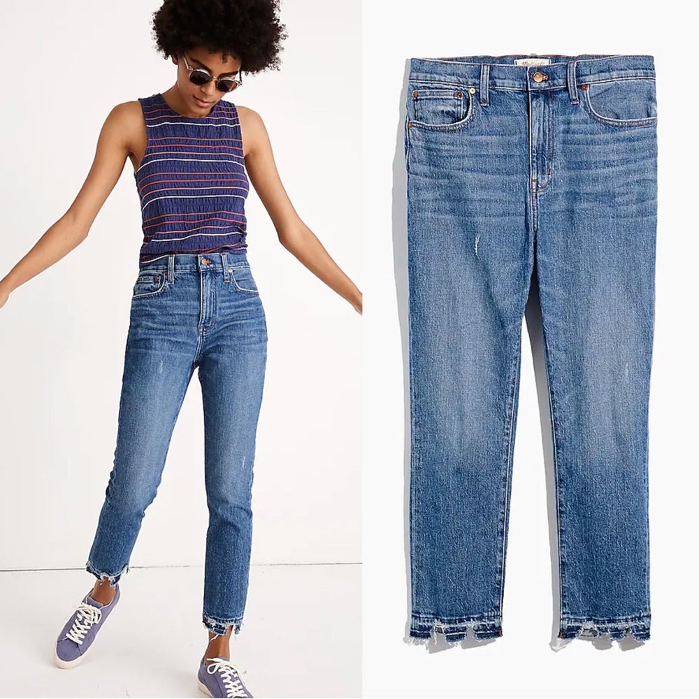 Madewell • The High-Rise Slim Boyjean in Melbourne Wash straight distressed crop
